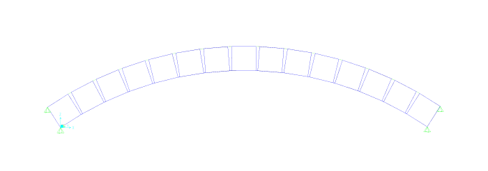 animated deflection as point load moves across bridge