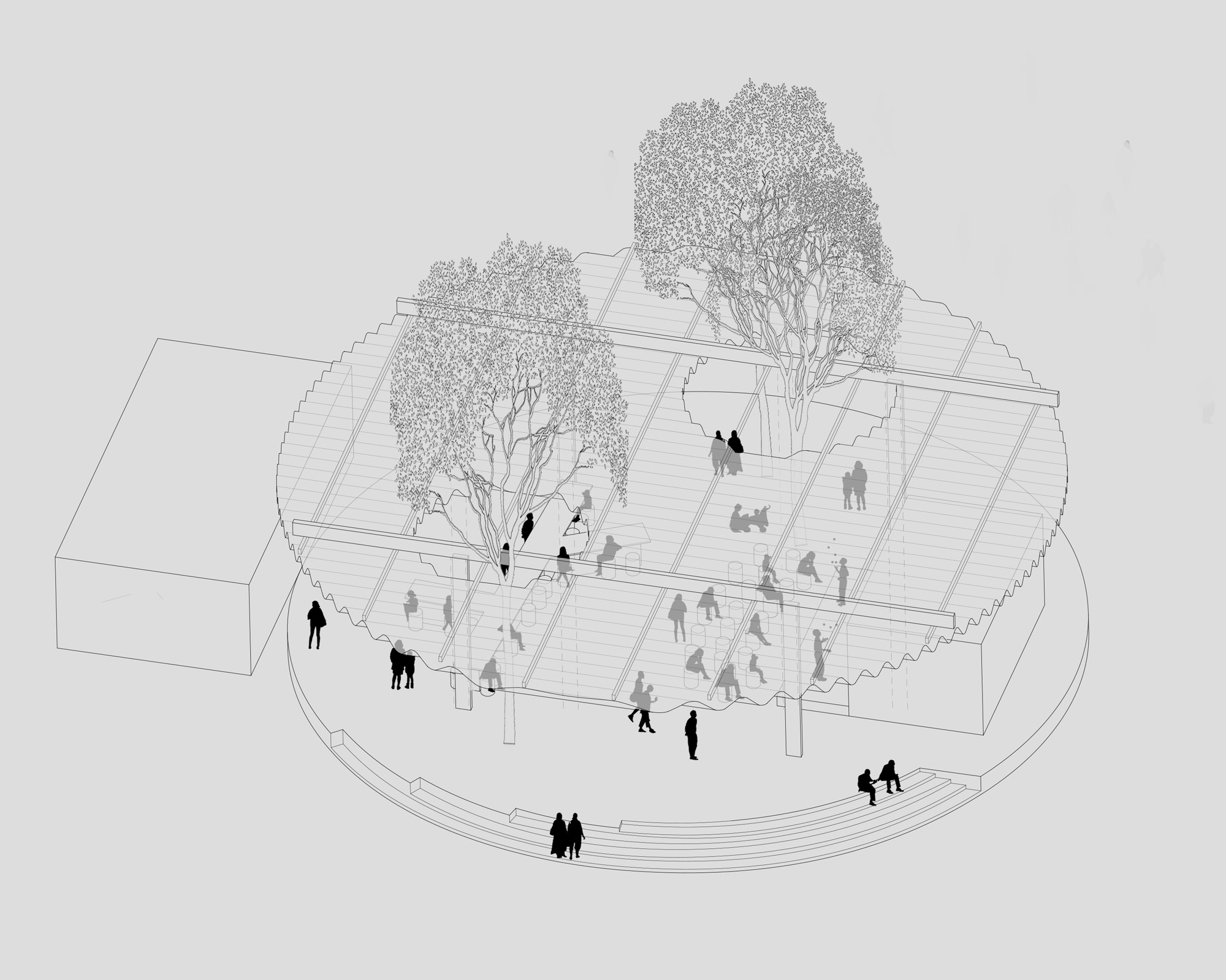 Cafe island axonometric